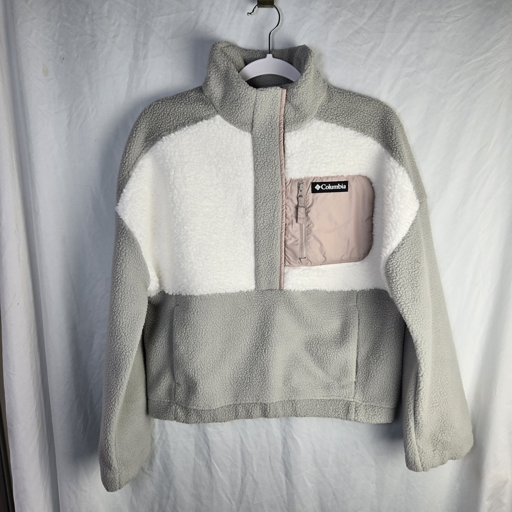 Columbia Lodge Sherpa 1/2 Snap Fleece Pullover Womens Medium Colorblock Neutral